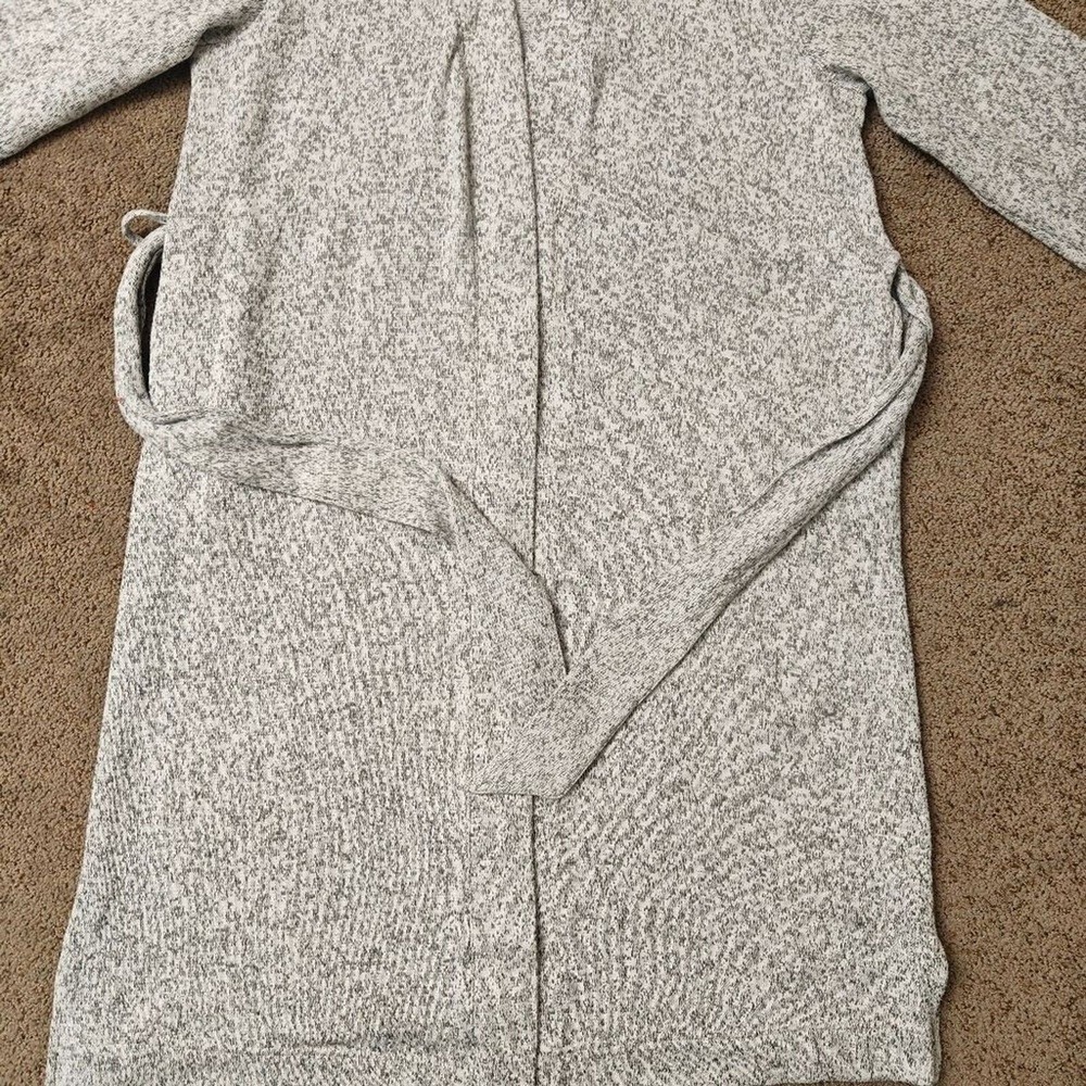 LL Bean Womens Gray Marled Sweater Fleece Robe 507457 Small Regular Tie Waist - Picture 9 of 15